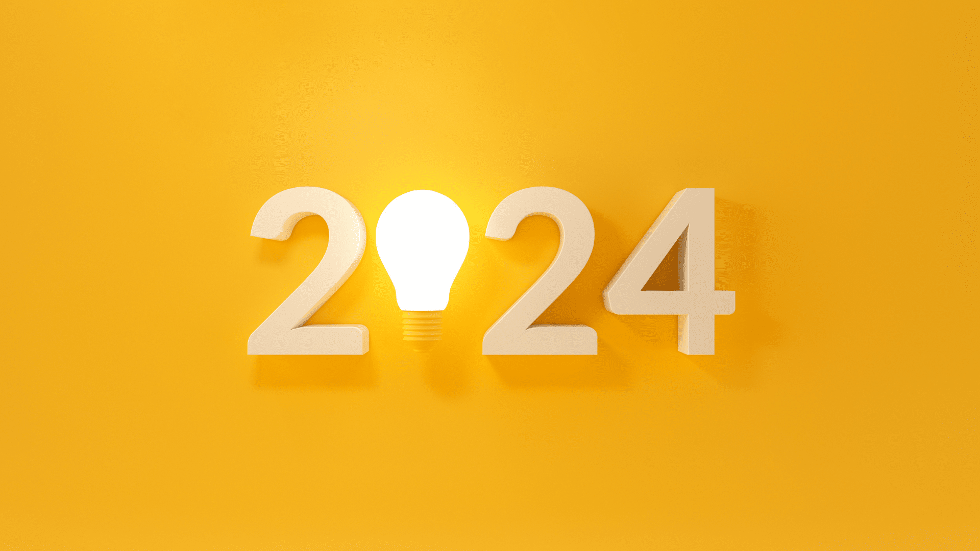a lightbulb on a yellow background with the number 2024