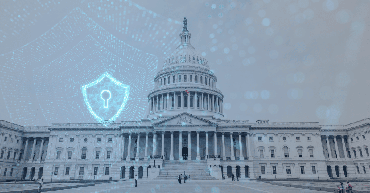 Shield lock superimposed on US Capitol building