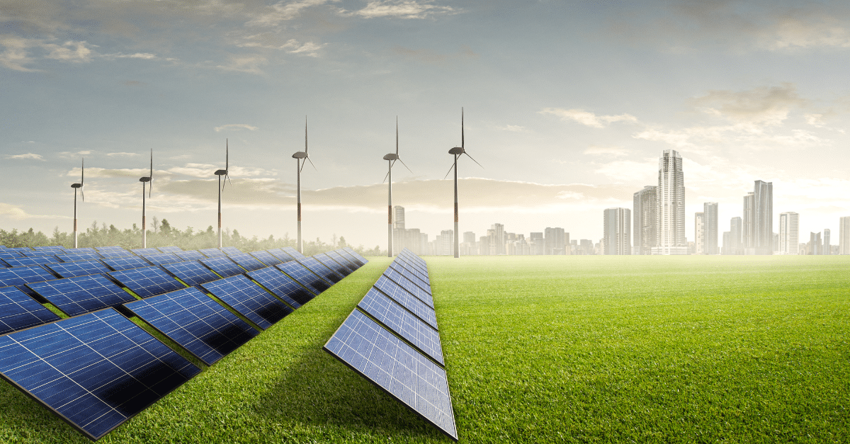 Renewable energy - wind solar panels depicting the critical infrastructure sector