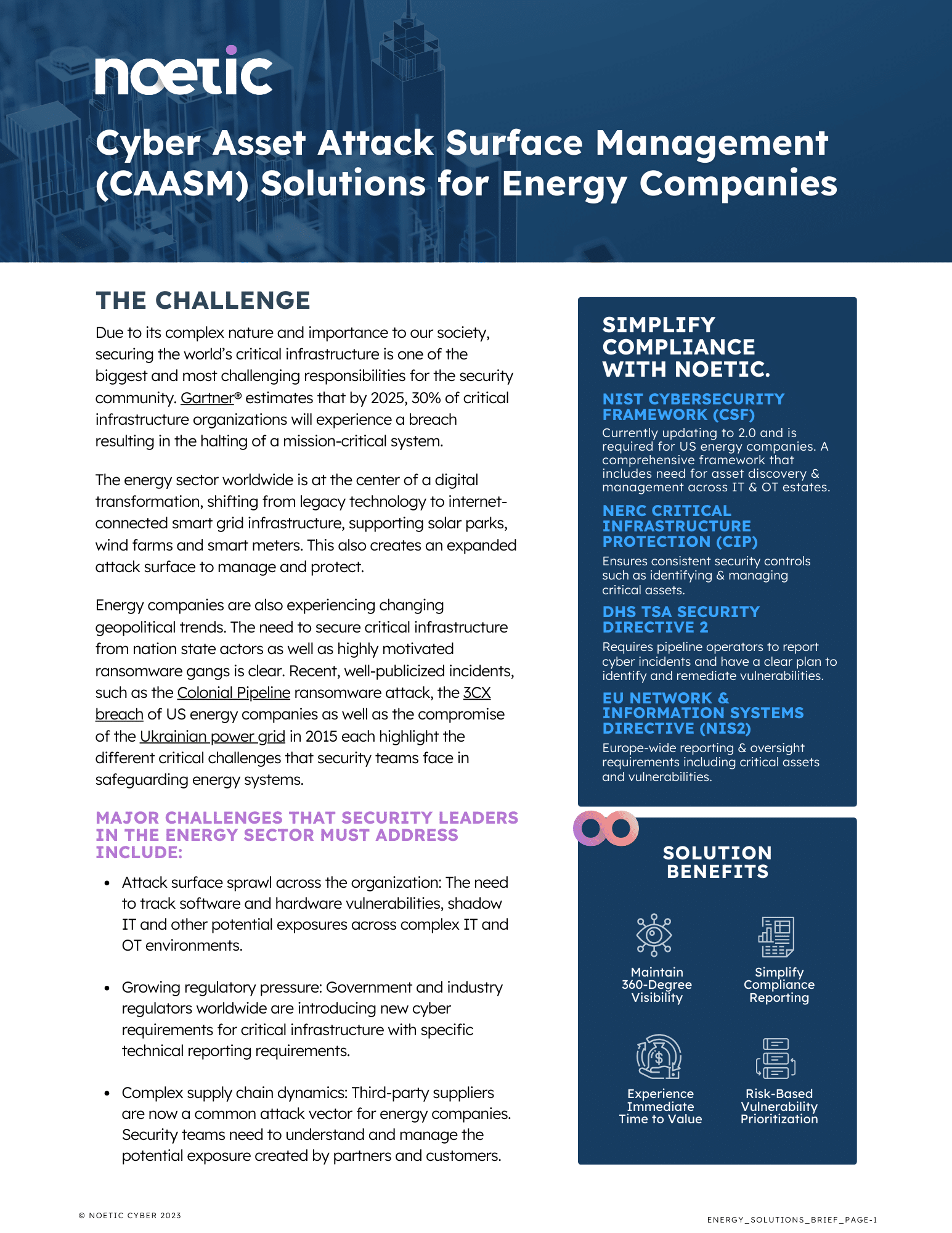 Cover of Noetic solutions brief for energy companies