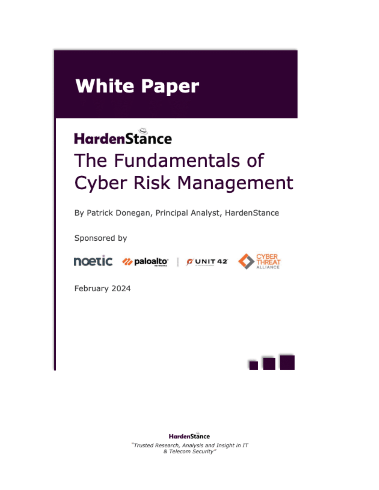 Cover of the fundamentals of cyber risk management white paper by Patrick Donegan, HardenStance