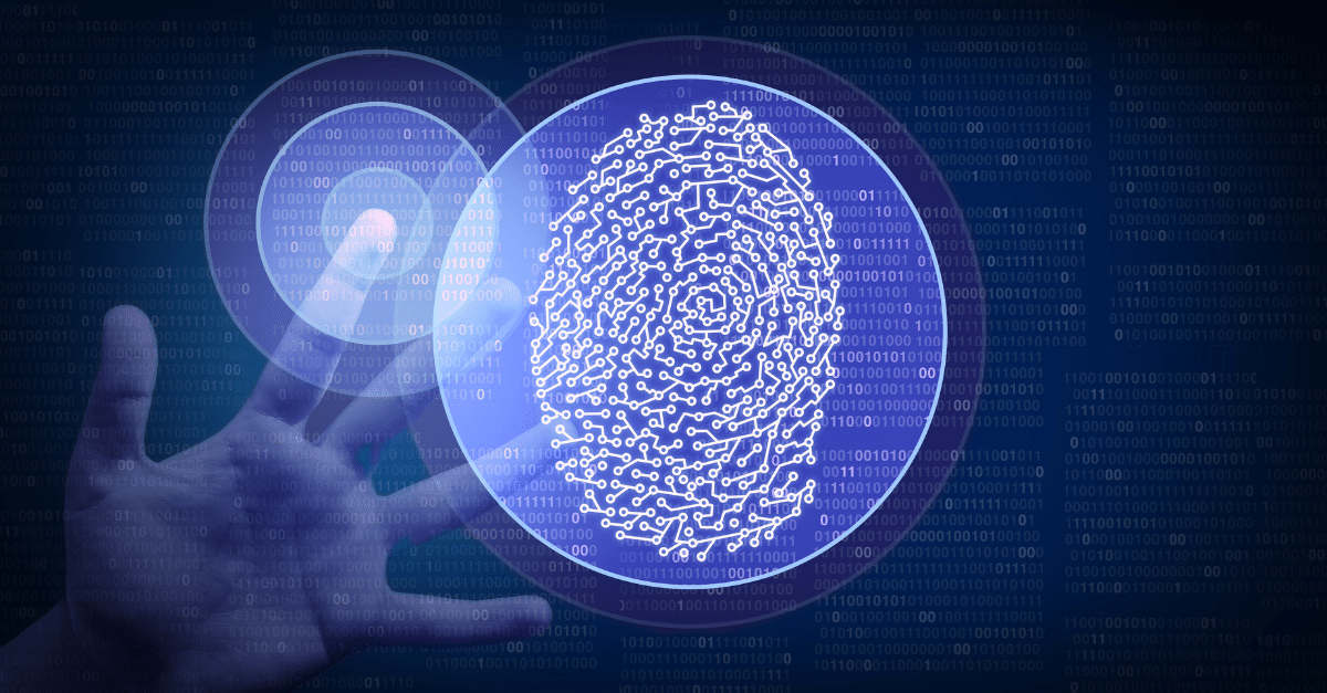 fingerprint technology concept on digital background stock photo
