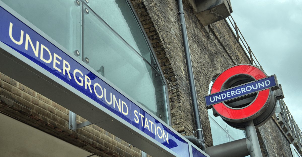 Underground rail sign in London