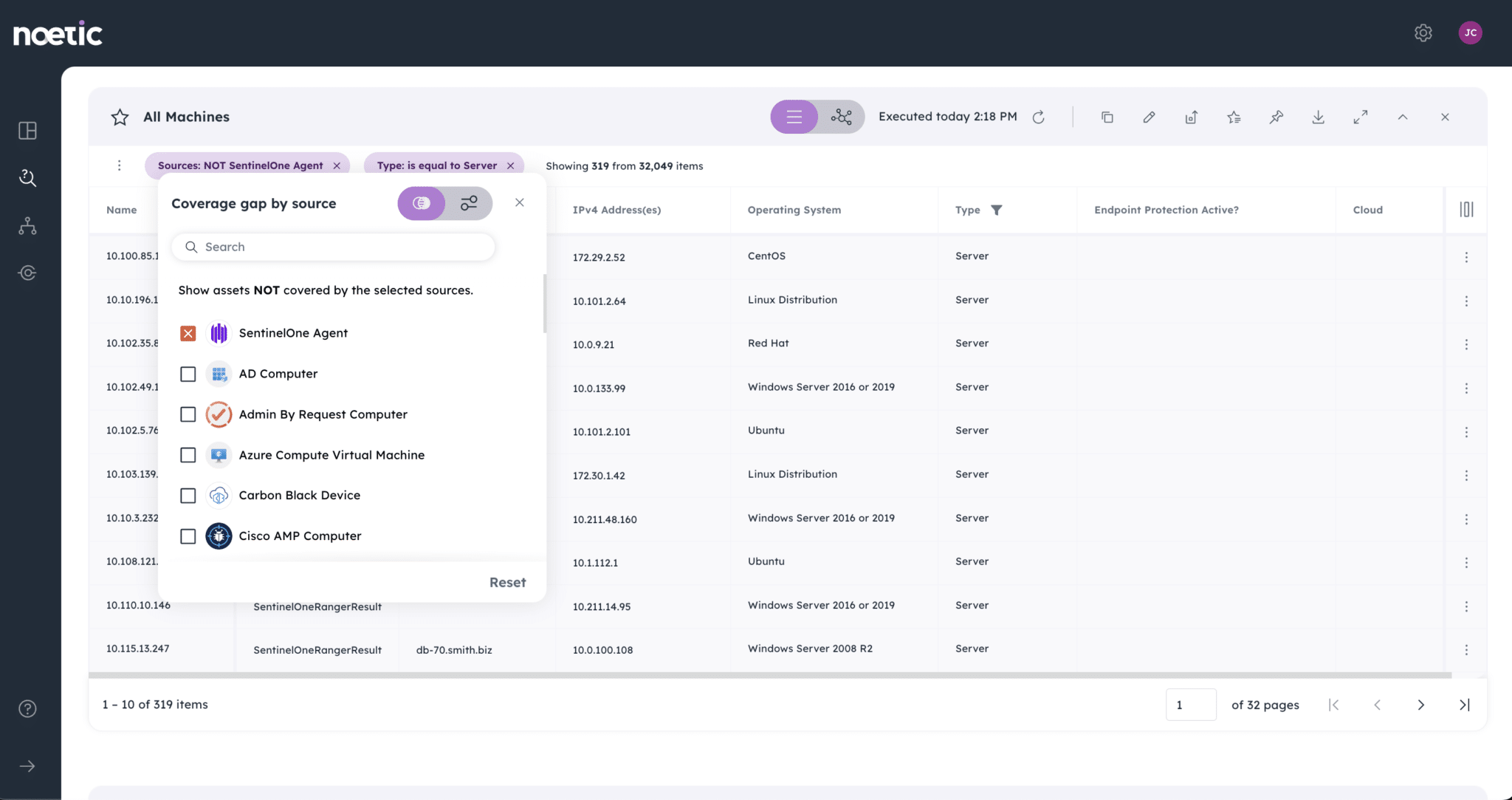 September 2023 updates to the Noetic platform include Data Insights. Security teams can filter and sort asset data according to any property including type, operating system, data source, and location— enabling users to quickly identify security posture hygiene issues such as missing security controls or unmanaged assets